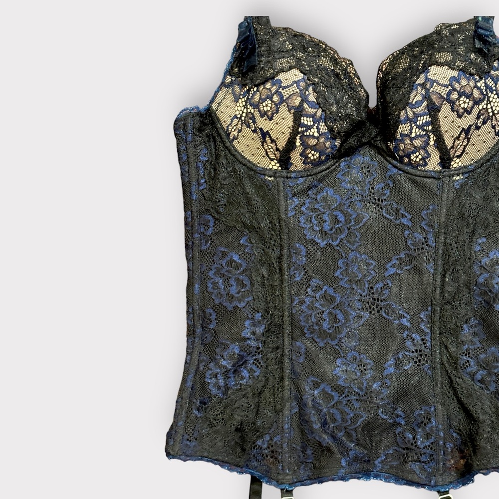 Pleasure State Navy, Lace, Corset Bustier - Picture 5 of 8